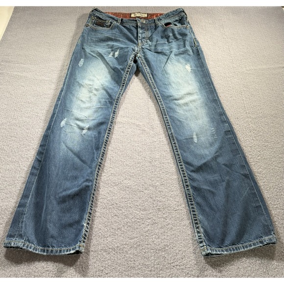 Remetee Rampart Distressed Mens Jeans Y2K‎ 38x34 Button Fly Straight Fit - Picture 2 of 10